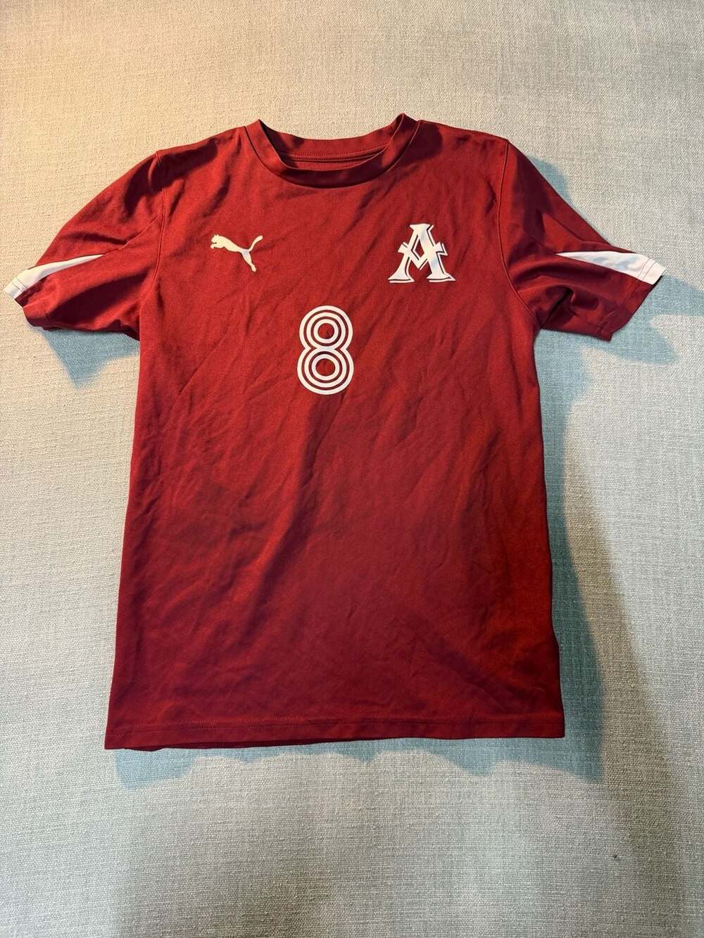 Puma Size S Red Soccer Jersey with Number 8